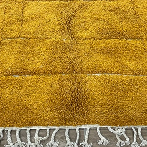 Yellow Moroccan rug Beni Ourain rug Handmade rug Custom Yellow rug Sheep Wool rug Abstract Yellow rug Plain rug Custom rug image 8
