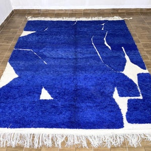 Moroccan rug blue Berber rug Custom Moroccan rug Beni ourain rug Handmade rug Abstract Wool rug blue rug moroccan blue rug image 2