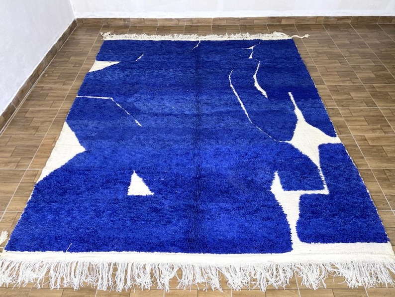 Moroccan rug blue Berber rug Custom Moroccan rug Beni ourain rug Handmade rug Abstract Wool rug blue rug moroccan blue rug image 2