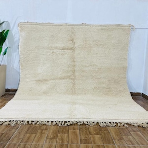 White Soft Wool Rug - Solid rug - Plain cream rug - Wool Berber rug - Beni ourain rug - Custom rug - Handmade rug - Moroccan area rug