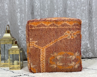 70%OFF Moroccan Kilim Pouf Floor Pouf Vintage Moroccan Ottoman Beni Ourain Square Pouf, Yoga Meditation Cushion, Outdoor orange Kilim Pillow