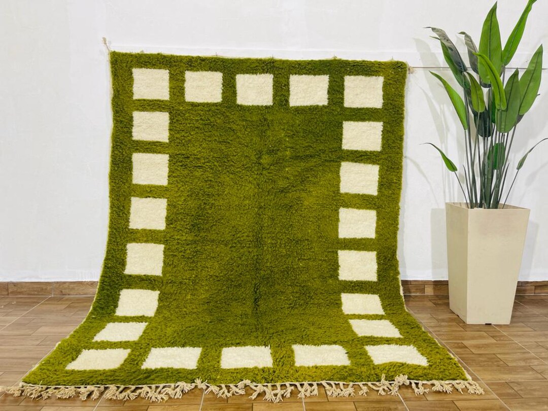 Moroccan Rug Green Handmade Rug Moroccan Berber Rug Beni Ourain Rug