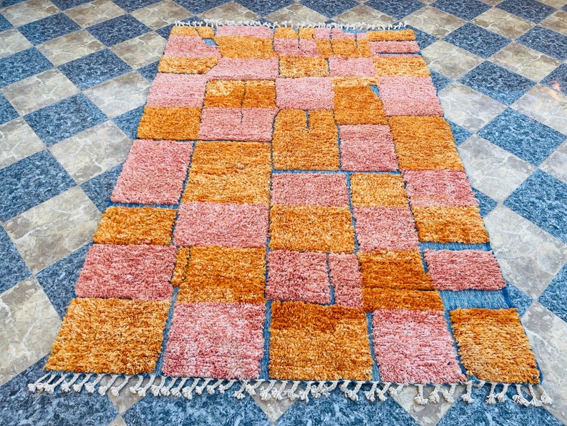 Costum Moroccan Colorful Rug, Authentic Moroccan rug, Berber Carpet, Genuine Wool rug, Handmade rug Amazing Multicolored Rug Custom Rug image 9