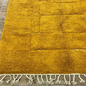 Yellow Moroccan rug Beni Ourain rug Handmade rug Custom Yellow rug Sheep Wool rug Abstract Yellow rug Plain rug Custom rug image 7