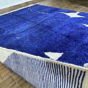 Moroccan rug blue Berber rug Custom Moroccan rug Beni ourain rug Handmade rug Abstract Wool rug blue rug moroccan blue rug image 8