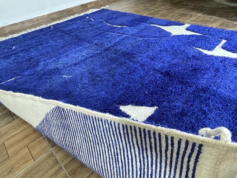 Moroccan rug blue Berber rug Custom Moroccan rug Beni ourain rug Handmade rug Abstract Wool rug blue rug moroccan blue rug image 8