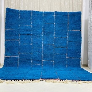 Moroccan rug blue - Berber rug - Custom Moroccan rug - Beni ourain rug - Handmade rug - Abstract Wool rug - blue rug - moroccan blue rug