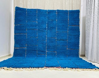 Moroccan rug blue - Berber rug - Custom Moroccan rug - Beni ourain rug - Handmade rug - Abstract Wool rug - blue rug - moroccan blue rug