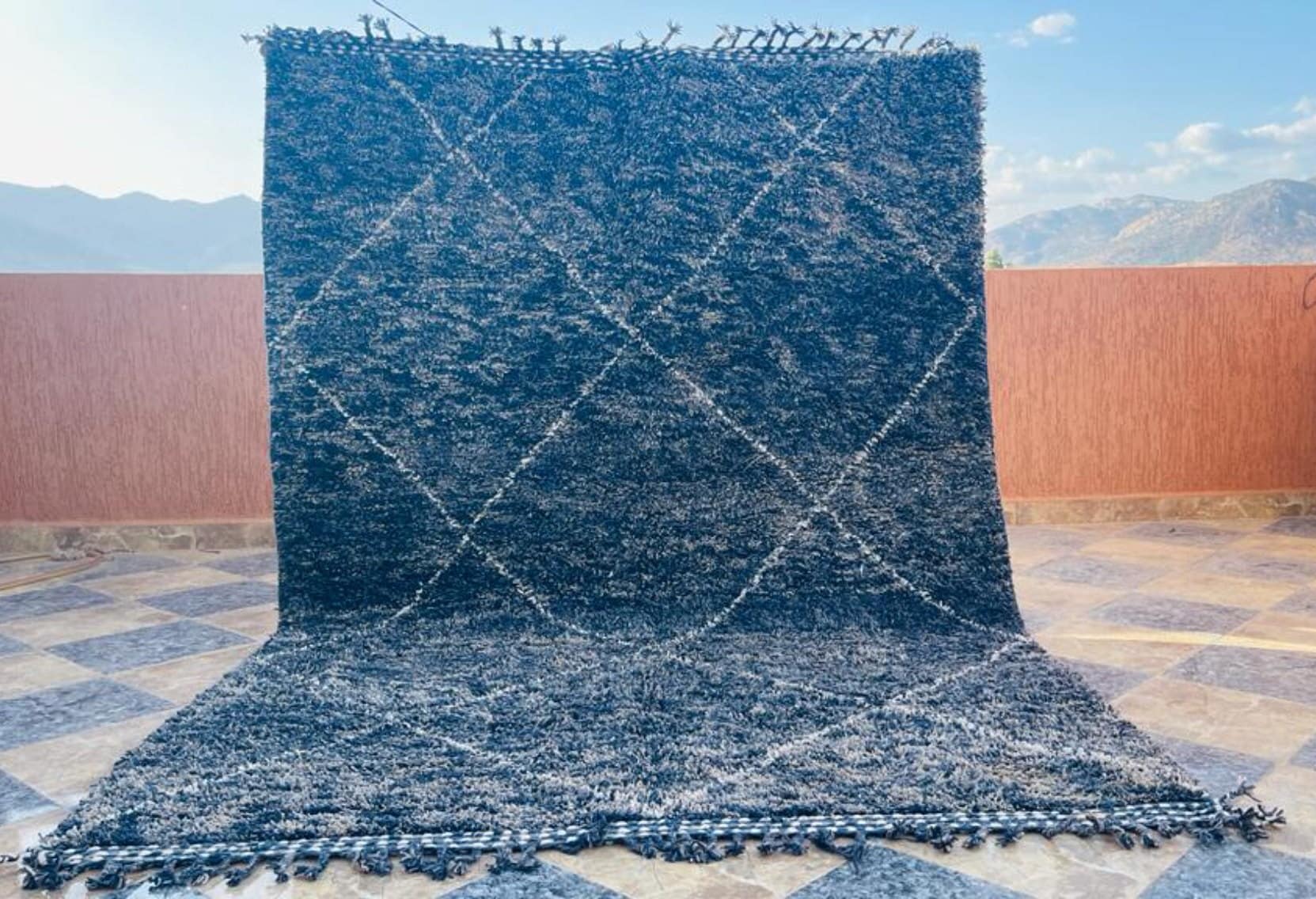 Beni Ourain Rug - Azilal Moroccan Genuine Area Rug - Authentic Berber handmade carpet - Moroccan Azilal Rug