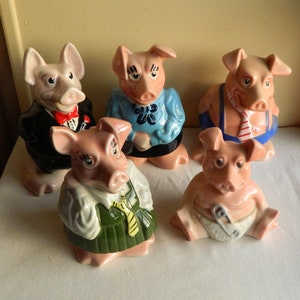Wade Natwest-varkens, volledige set, spaarpotten, van keramiek, varkensspaarpot, pasgeboren babycadeau, verzamelitems, spaarpotten, cadeaus voor kinderen,