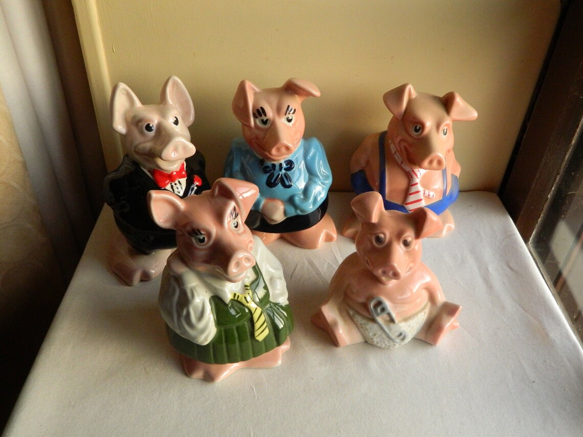 Wade Natwest Pigs, Full Set, Piggy Banks, in Ceramic, Pig Money Box