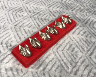 business card stand, business cards, business card holder, card storage, name card holder, card display stand, Vintage French, Metal ducks,
