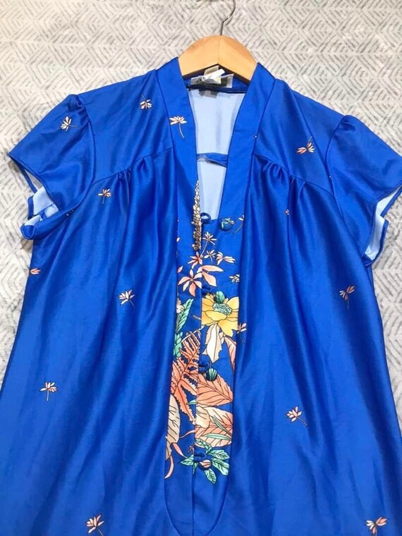 Vintage clothing, Full length dress, ladies blue long dresses, flowery dress, womans flower dress, Tropicano Hawaii size 12 USA Vintage clothing, Full length dress, ladies blue long dresses, flowery dress, womans flower dress, Tropicano Hawaii size 12 USA