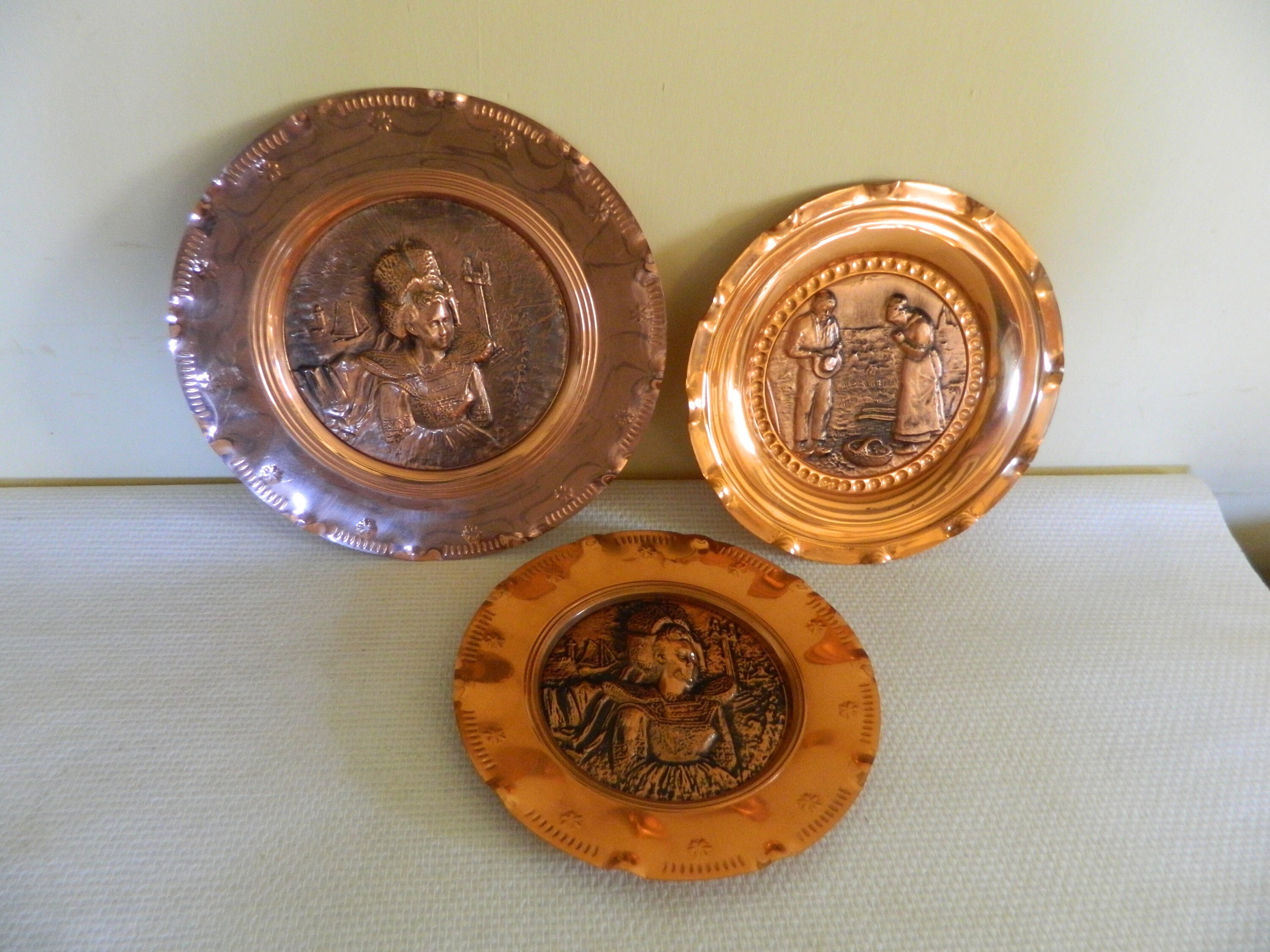 Plaque de Cuivre, Décor Mural en Plaque Suspendue Français Dame Bretonne, Made in France, Français, 