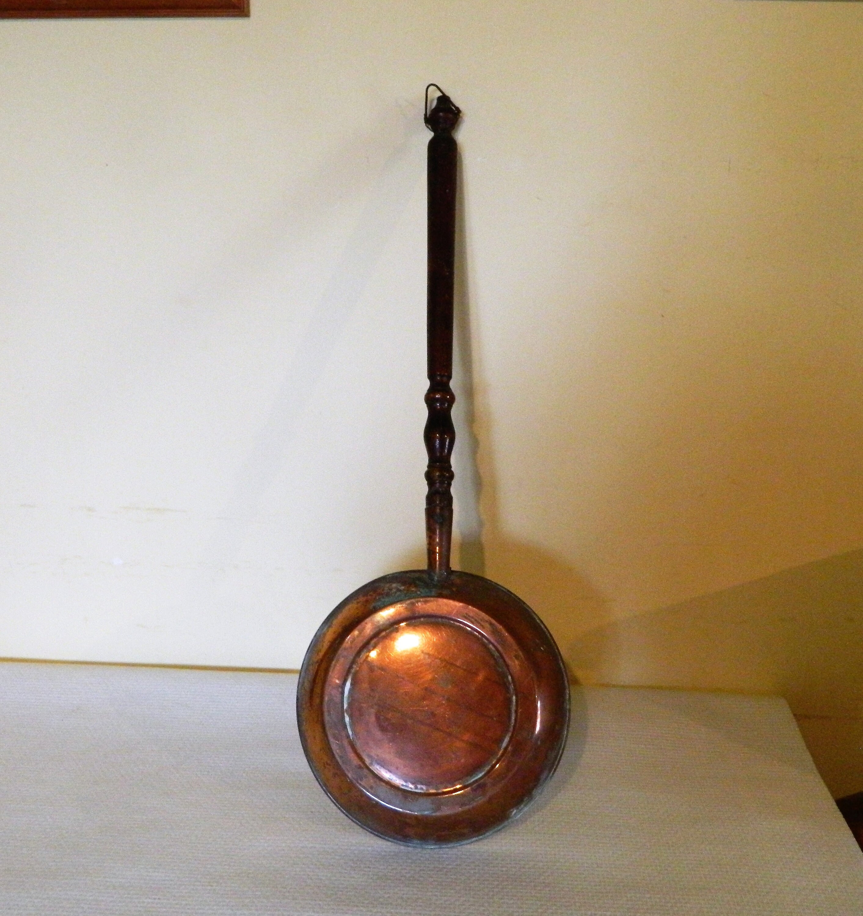 Vintage Français Copper Pan Bed Warmer Small Handle Wall Hanging Decor Hand Gift Display/ Vintage