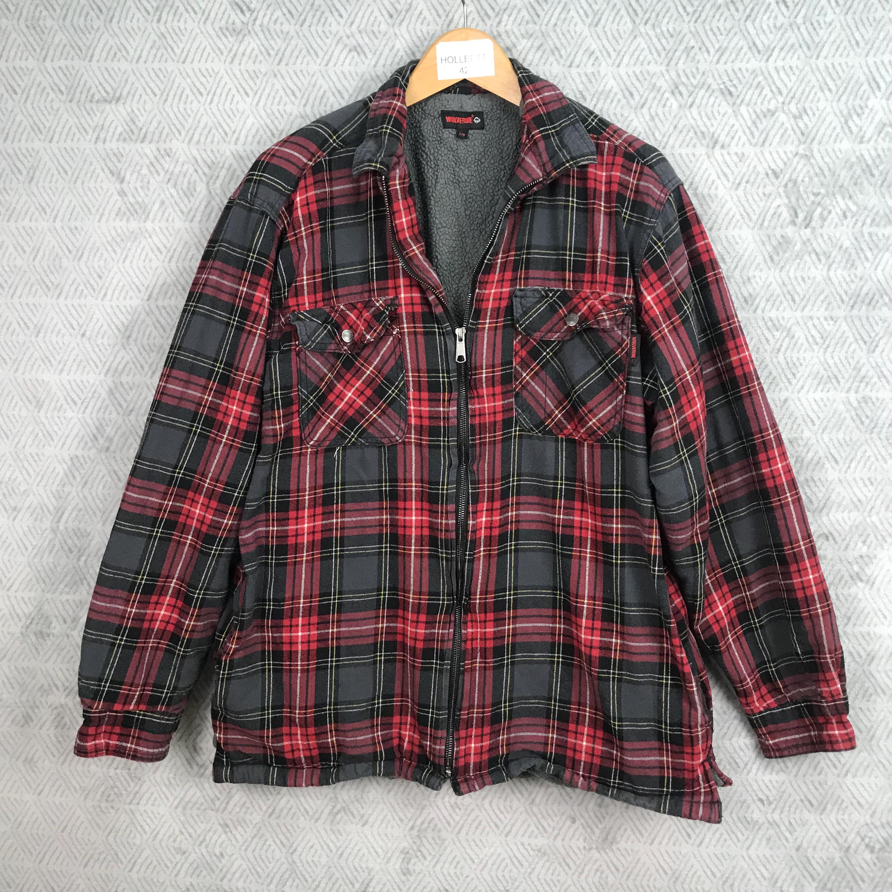 Wolverine Fleece, Lined Flannel, Shirt Jacket, Coat L/G, Red Plaid