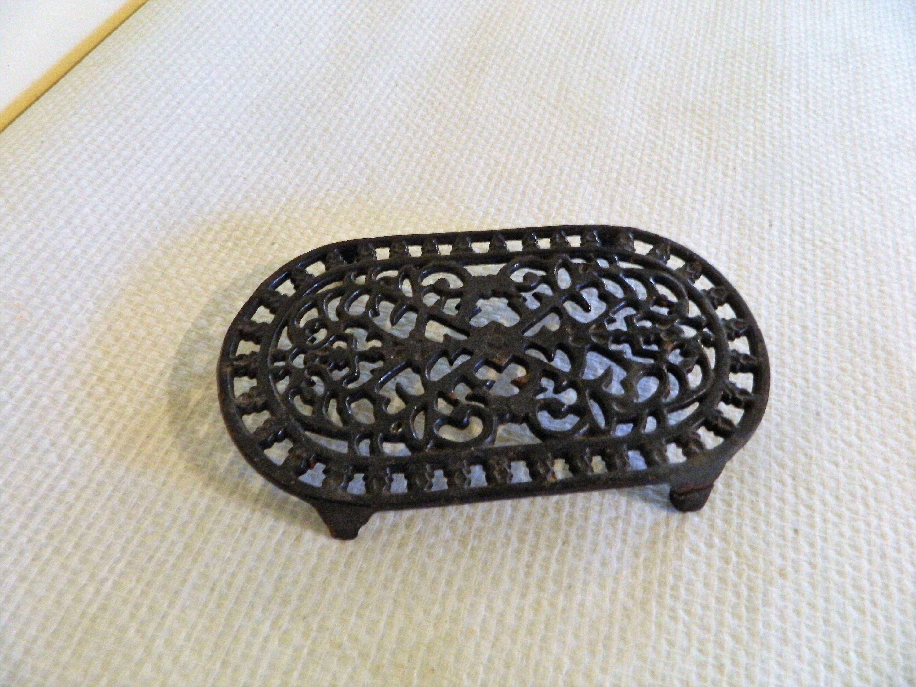 Pot Trivet, Pot Stand, Plant Trivet en Fonte, Plaque à Chaud Pw, Porte-Pot Vintage, Français Stand H