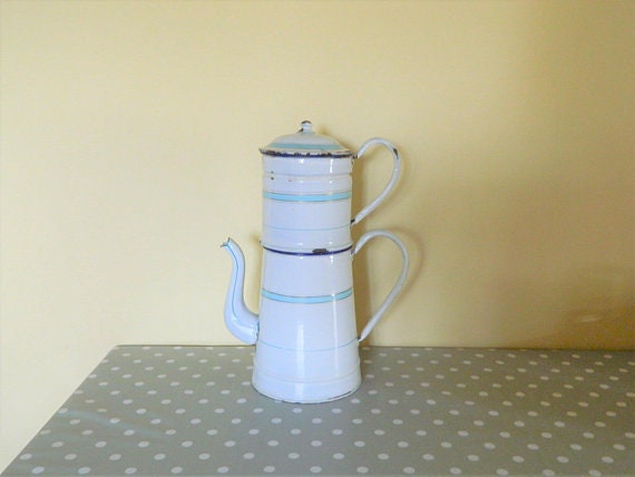 Cafetière, Cafetière Français, Cafetière en Émail, Émail Kitchenalia, Ustensiles de Cuisine Français
