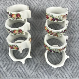 Napkin Holder Rings, French napkin rings, napkins holder, serviette holder, Vintage French, table decor, fruit design set of 8