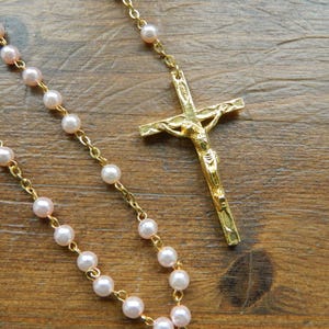 Rosary Beads, Vintage Rosary, Vintage French, rosary necklace, Religious Rosary, prayer beads, cross necklace, metal crucifix, Catholic,