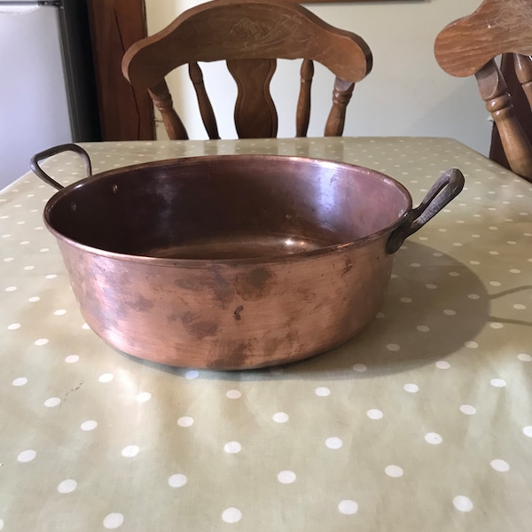 Jam pan, copper jam pan, copper kitchen decor, Copper pan, French kitchen decor, fireplace decor, vintage jam pan, cookware - vintage,