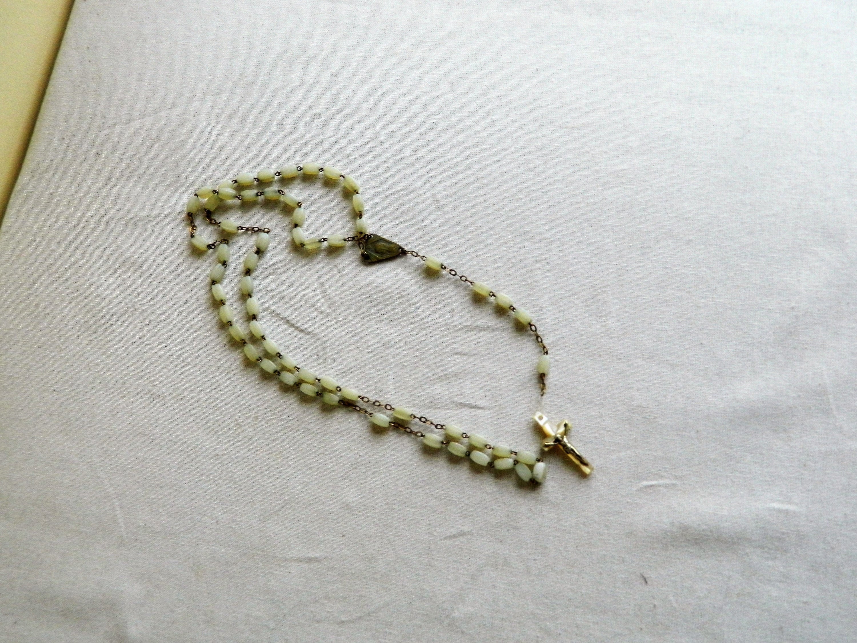 Perles de Chapelet, Rosaire Vintage, Français Collier Rosaire Religieux, Perles Prière, Croix, Cruci