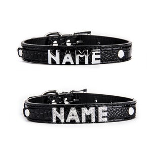 Schwarzes Hundehalsband mit Namen Namenshalsband Bild 1