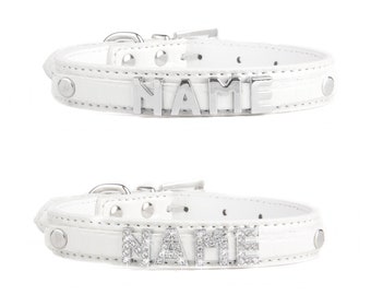 White dog collar with names | Name Collar