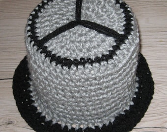 Klohut,Klopapierhut,Toilettenpapierrollen Hütchen, Mercedes Stern, Grau-Schwarz, als Wichtelgeschenk