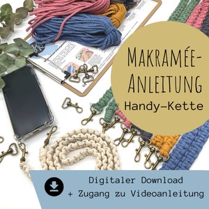 Macrame instructions for mobile phone chain | Macrame tutorial for mobile phone strap | Learn macrame with a cross knot | Make your own macrame mobile phone chain | DIY PDF