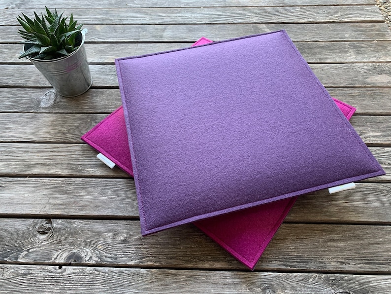 Felt cushion/chair cushion/chair pad 30 x 30 cm 2-ply with filling/reversible/also two-tone/free color samples in advance image 4