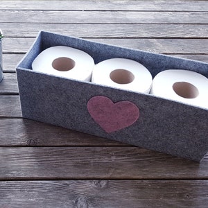 Toilet paper storage / storage for toilet rolls / utensil for the bathroom made of felt with a heart in different colors possible