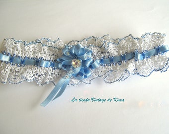 Bridal garter, wedding blue garter, Swarovski crystal garter, heart bridal garter, lace garter, wedding gift, something blue, handmade wedding garter, bridal lingerie