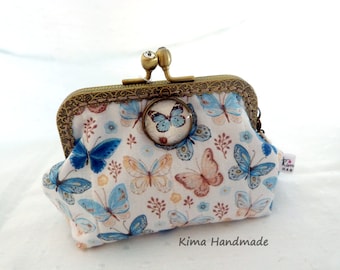 handmade cloth purse purse with mouthpiece Wallet with apple print coin carrier small purse gift woman wallet