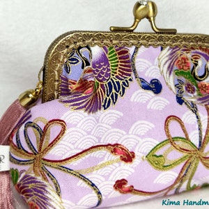 Japanese style printed purse, purses with mouthpiece, handmade wallets, mother's day gift, gift for women, coin holder image 9