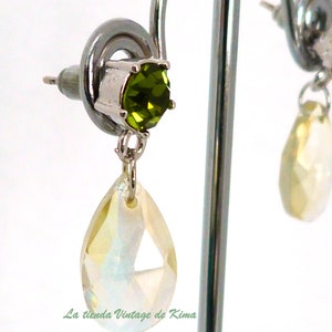 Button earrings with teardrop pendant image 7