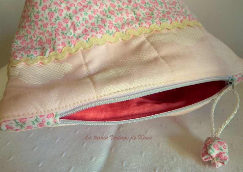 Toiletry toilet, pink clouds, baby kit, hand made toiletry bag, sweet baby kit, cloth bag, pink dress, makeup bag image 2