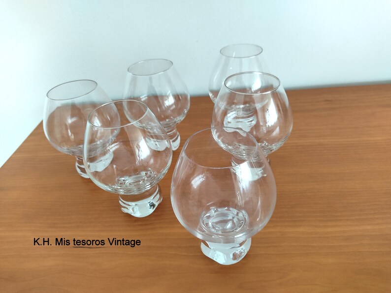 Mis tesoros vintage,copas vintage brandy, copas vintage coñac, copas década 1970, copas de cristal transparente, regalo copas brandy vintage imagen 4