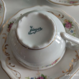 Kaffeeservice aus dem frühen 20. Jahrhundert, Kaffee oder Teeservice, Luxus-Kaffeeservice von Yäger, Porzellan hergestellt in Deutschland, Vintage 1930er Jahre Bild 2