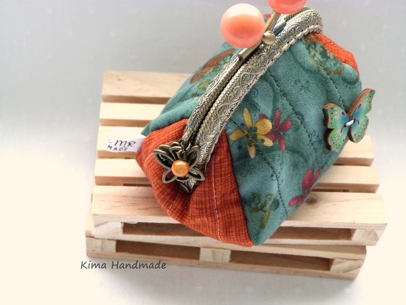 handmade cloth purse purse with mouthpiece Wallet with apple print coin carrier small purse gift woman wallet