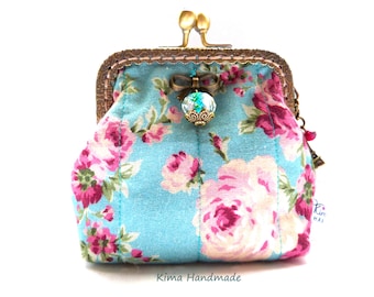 Coin purse with a mouthpiece, women's purse, fabric purse, women's gift wallet, coin purse, handmade women's gift wallet