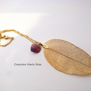 Gold Filigree Leaf Pendant with Swarovski Bild 4