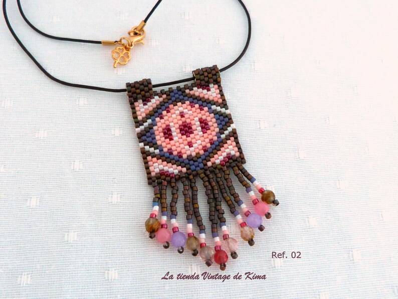 Ethnic pendant with leather cord image 2