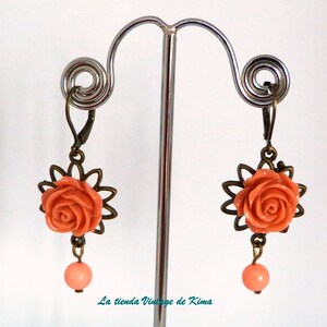 Long earrings 2 models Flor rosa antiguo