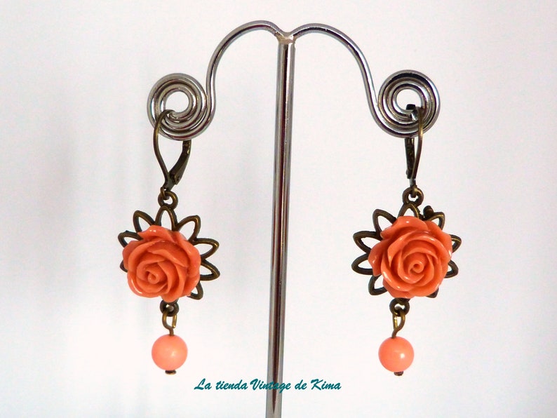 Long earrings 2 models Flor rosa antiguo