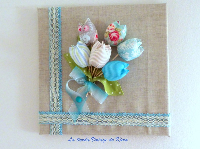 Frame fabric with tulips immagine 2