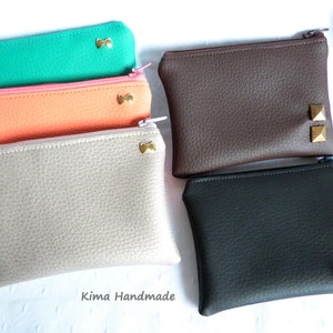 Vegan leather wallet, faux leather wallet, unisex men's women's wallet, small coin purse, zippered wallet, small wallet, colorful wallet