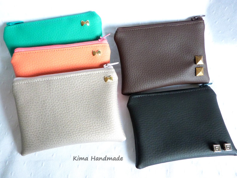 vegan leather purse, leatherette wallet, unisex women's men's purse, small purse, zipper purse, small wallet, colorful wallet image 1