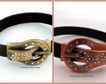 Women leather bracelet clasp buckle - two colors