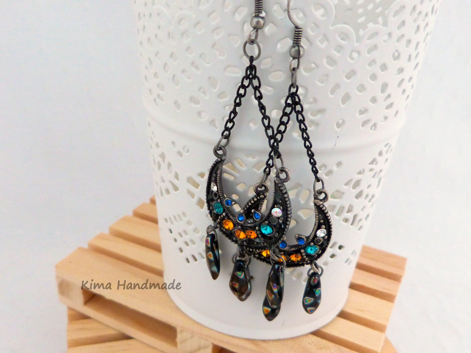 Gingerbread House Purse Aretes Tahlia Oro Rosado Con Cristal Rosa